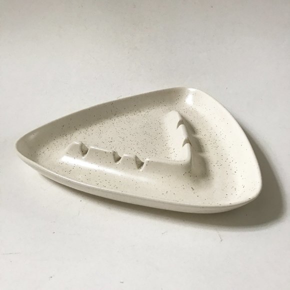 Vintage Accents Midcentury White Speckled Ceramic Atomic Boomerang